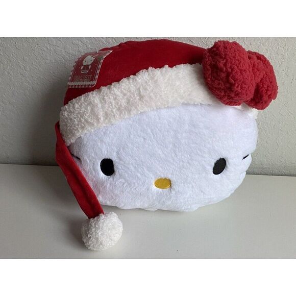 Hello Kitty Christmas Throw Pillow Santa Hat Sanrio Holiday Decorative Cushion - Picture 1 of 11